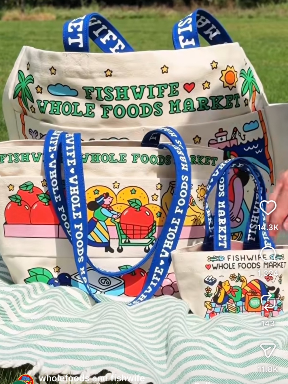 Fishwife x Whole Foods (LARGE only) Market Canvas Tote Bag - NWT